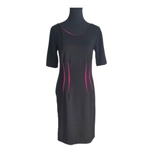Cleo Black Midi Dress with Pink Detailing Size 6